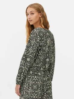 Top De Manga Larga Con Cordón De Ajuste Combinable