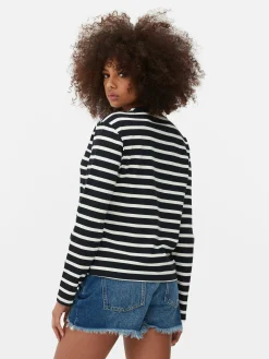 Top De Manga Larga Y Cuello Redondo