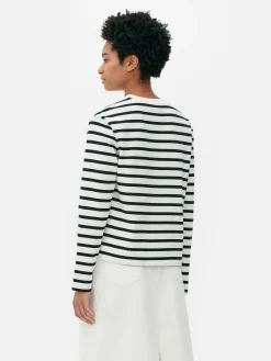 Top De Manga Larga Y Cuello Redondo