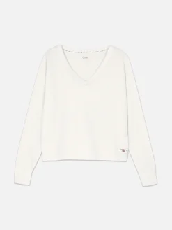 Top De Pijama Holgado De Manga Larga Con Cuello Pico