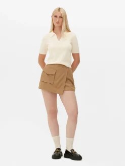 Top De Punto Fino Y Manga Corta Con Cuello