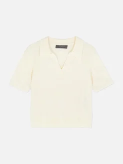 Top De Punto Fino Y Manga Corta Con Cuello