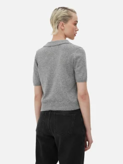 Top De Punto Fino Y Manga Corta Con Cuello