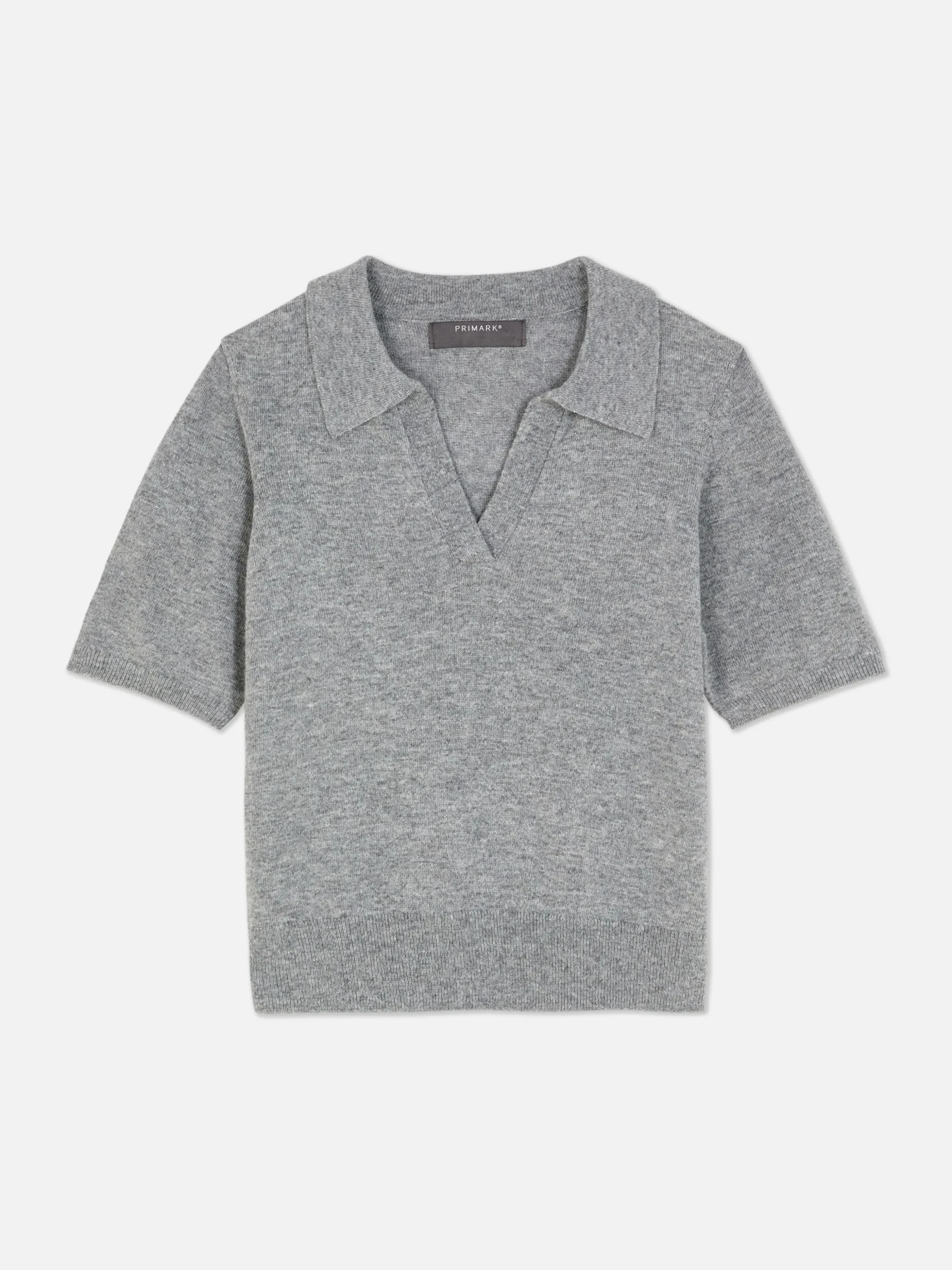 Top De Punto Fino Y Manga Corta Con Cuello