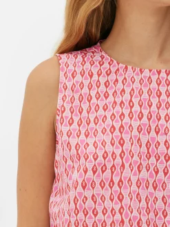 Top Estampado Con Cordón De Ajuste En El Bajo