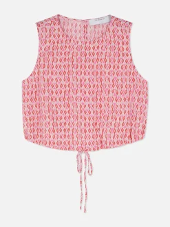 Top Estampado Con Cordón De Ajuste En El Bajo