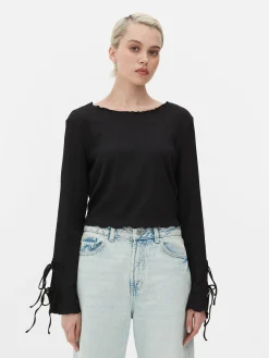 Top Fruncido Con Lazadas En Las Mangas