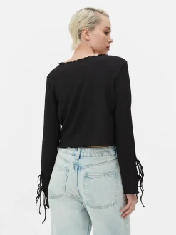 Top Fruncido Con Lazadas En Las Mangas