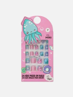 Uñas Postizas A Presión Con Motivos Marinos