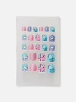 Uñas Postizas A Presión Con Motivos Marinos