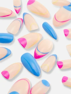 Uñas Postizas Abstractas Brillantes De PS...