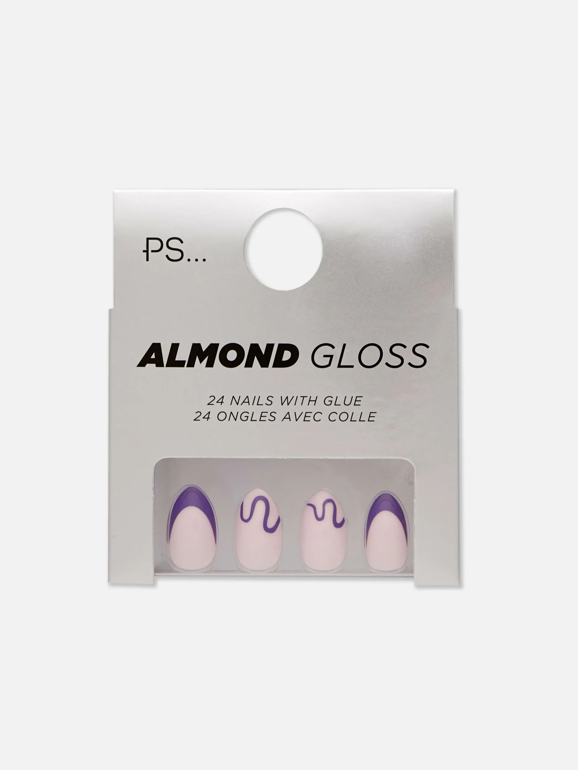 Uñas Postizas Almendradas Con Espiral Brillante PS...