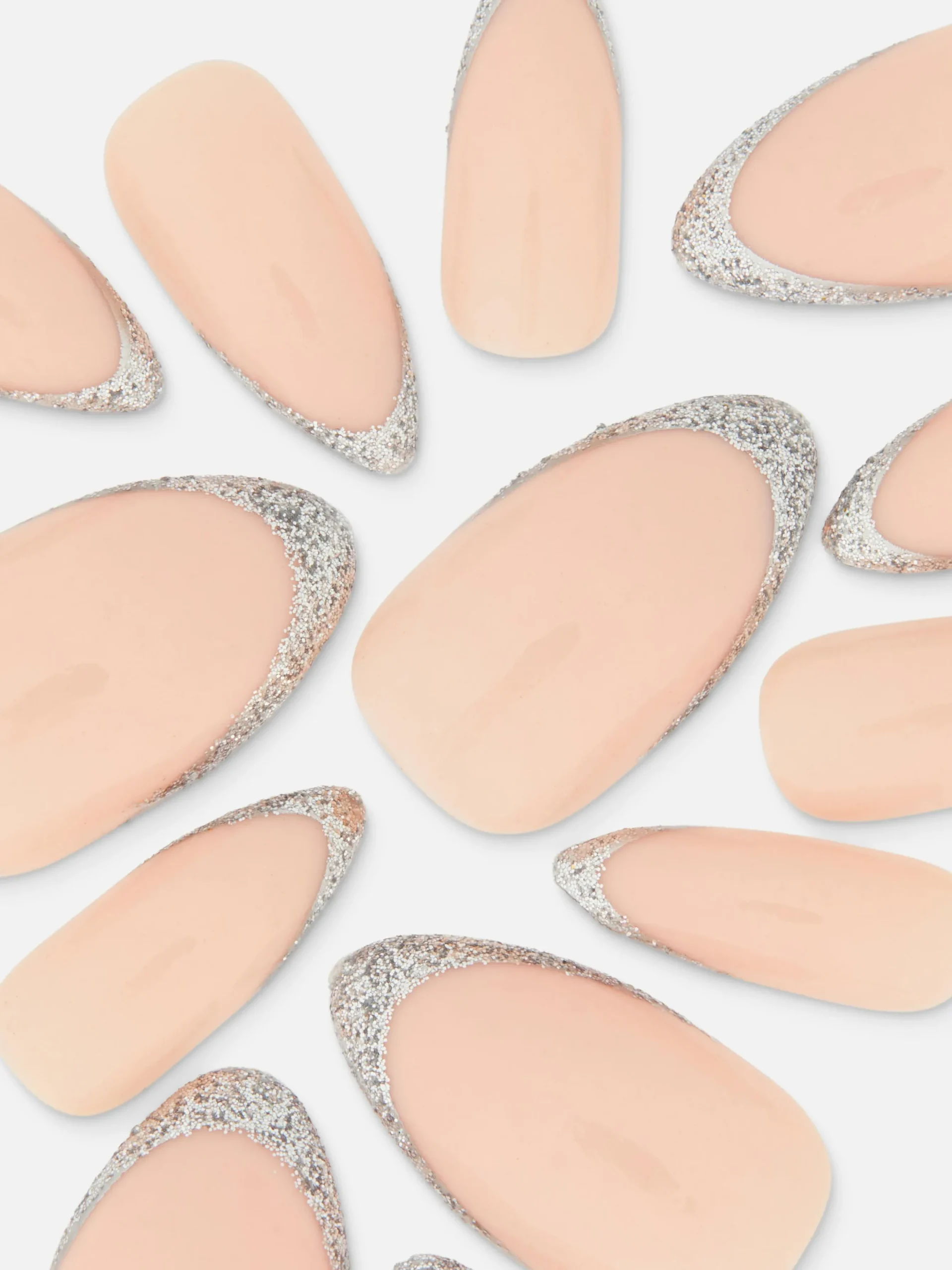 Uñas Postizas Puntiagudas Con Purpurina De PS...