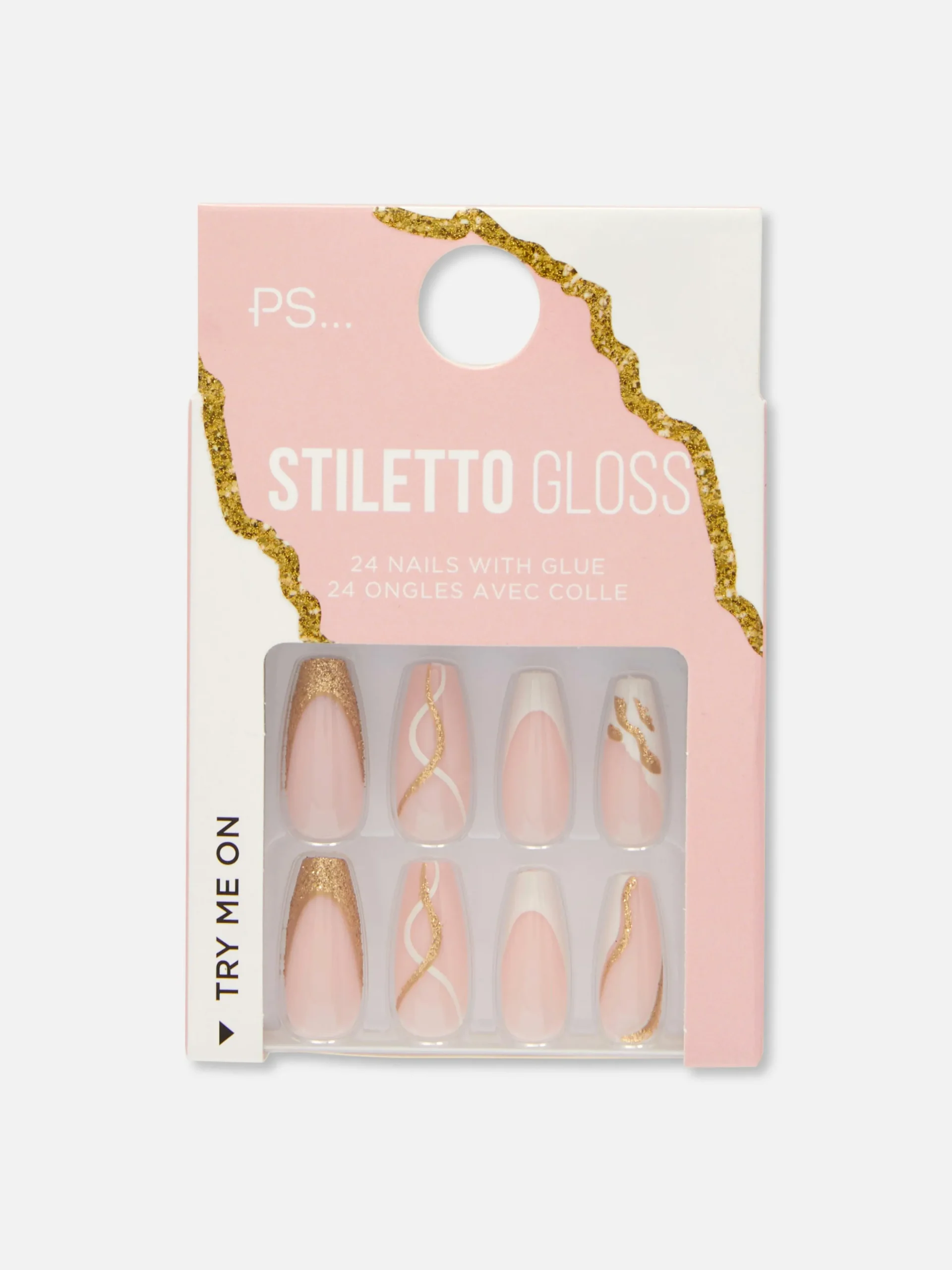 Uñas Postizas Puntiagudas Con Remolinos Brillantes De PS...