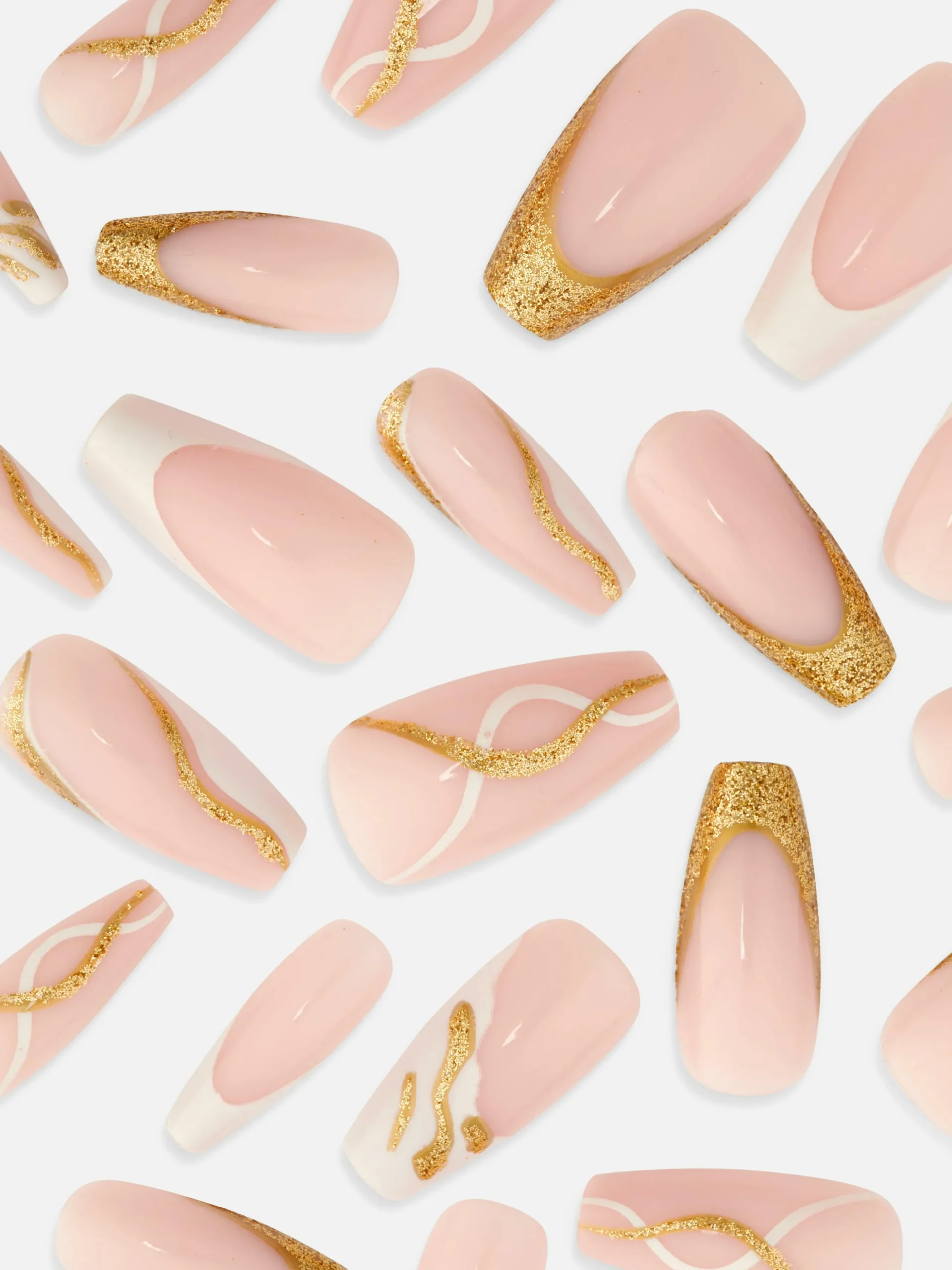 Uñas Postizas Puntiagudas Con Remolinos Brillantes De PS...