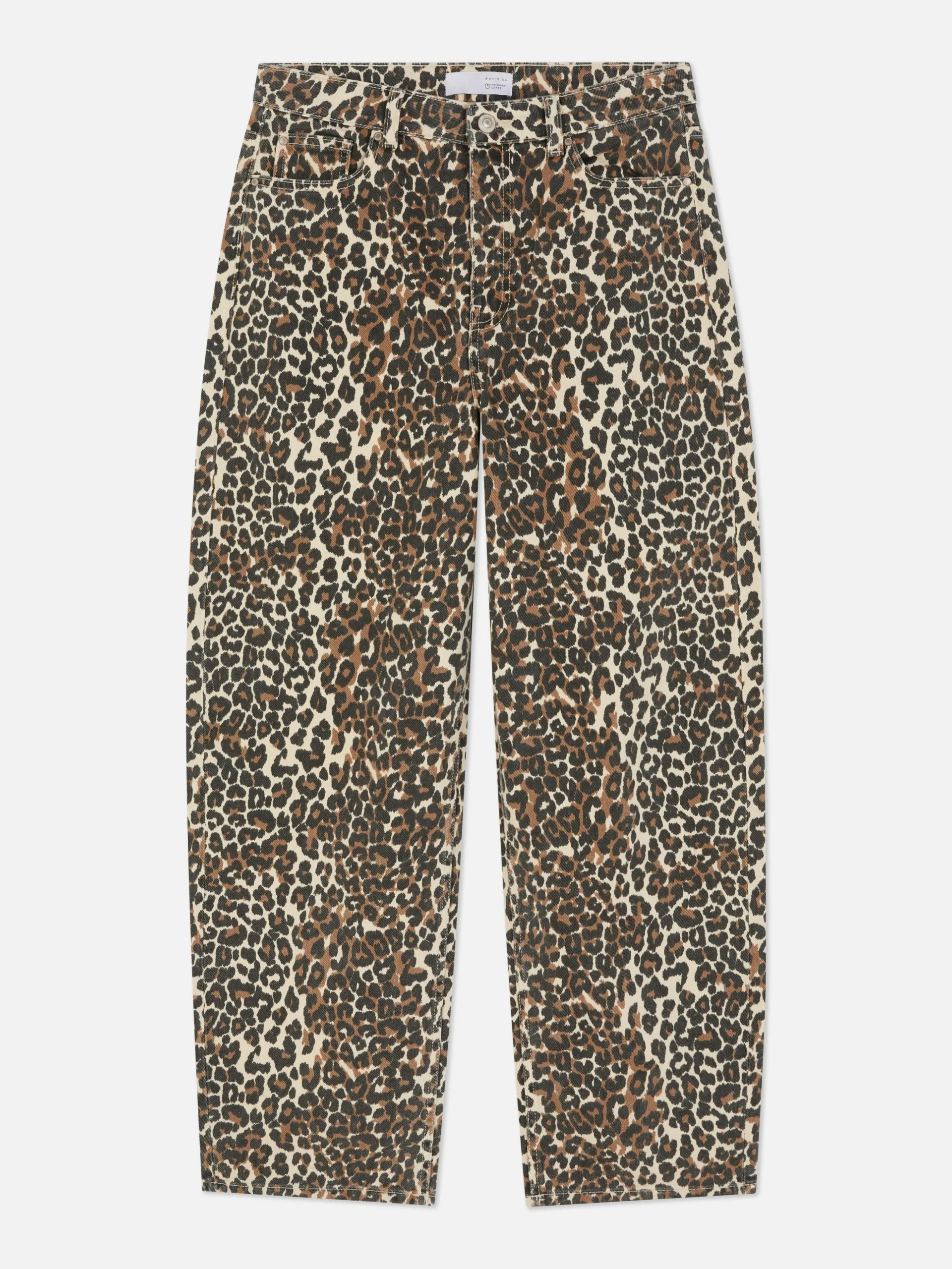 Vaqueros De Corte Bombacho Con Estampado De Leopardo