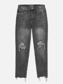 Vaqueros Rasgados De Talle Alto