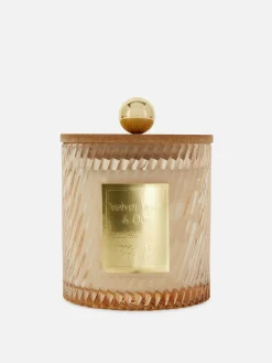 Vela Aromática En Frasco De Vidrio Estriado