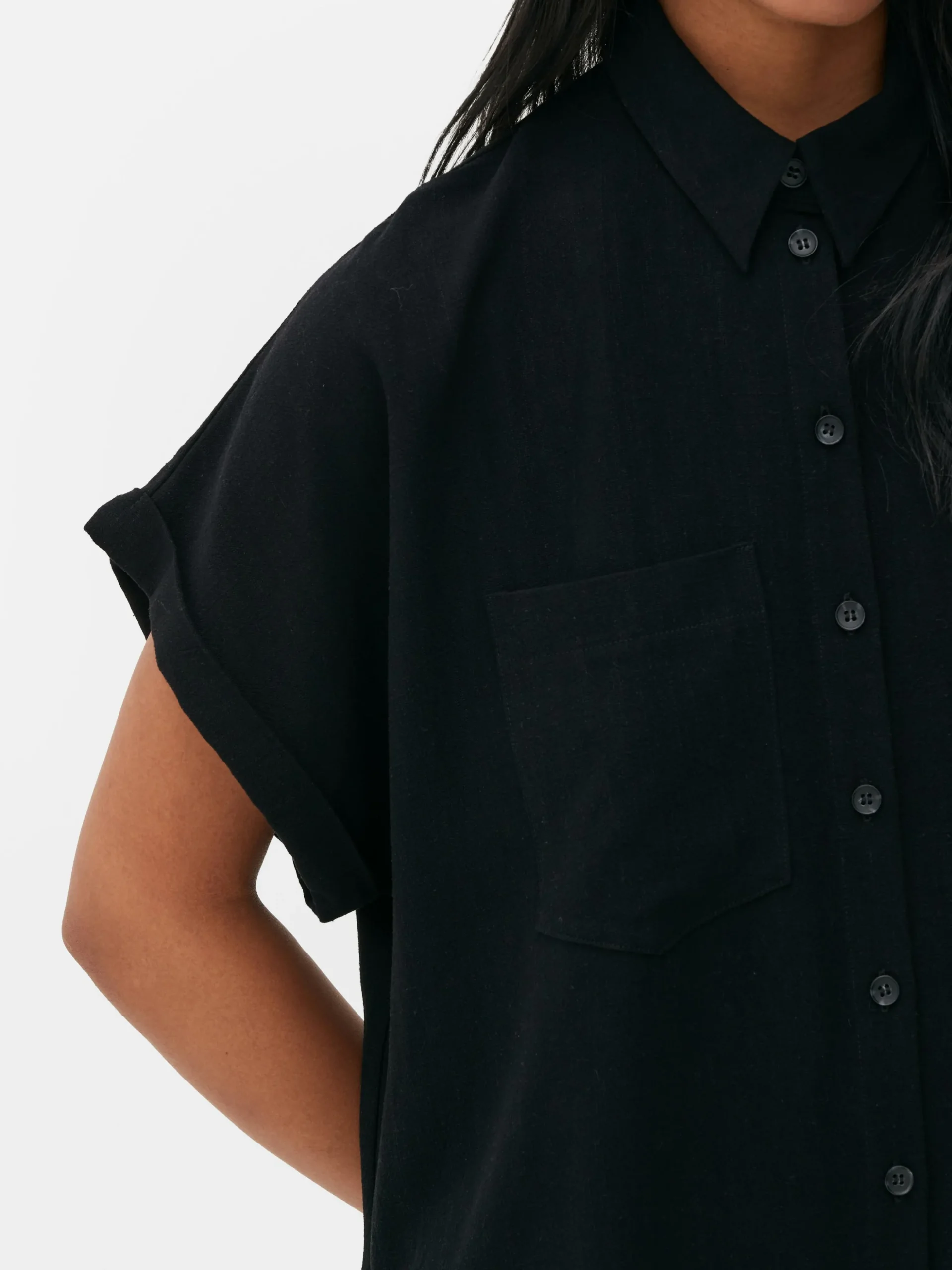 Vestido Camisero De Manga Corta Y Corte Holgado