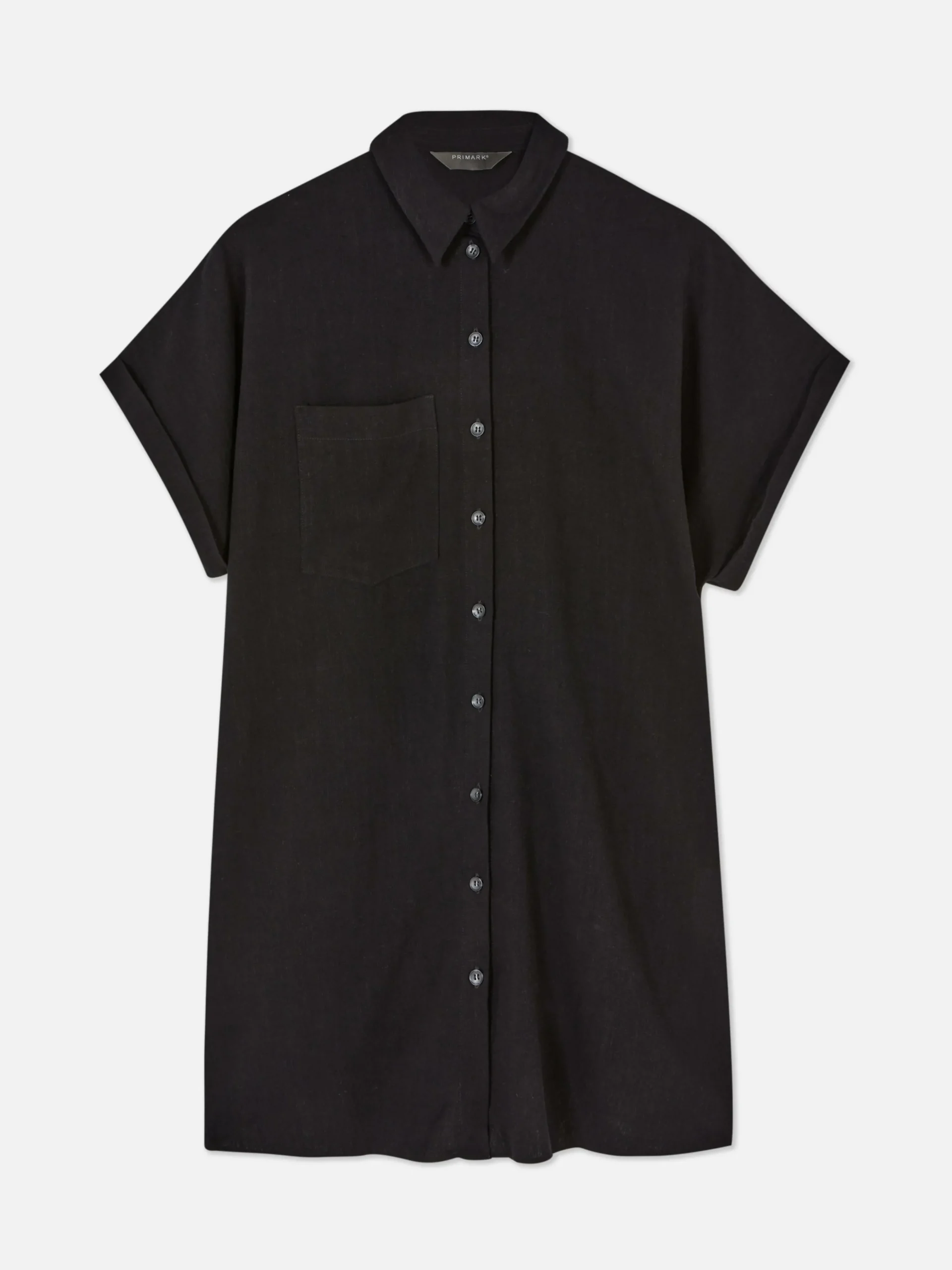 Vestido Camisero De Manga Corta Y Corte Holgado