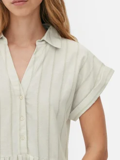 Vestido Corto Camisero De Manga Corta