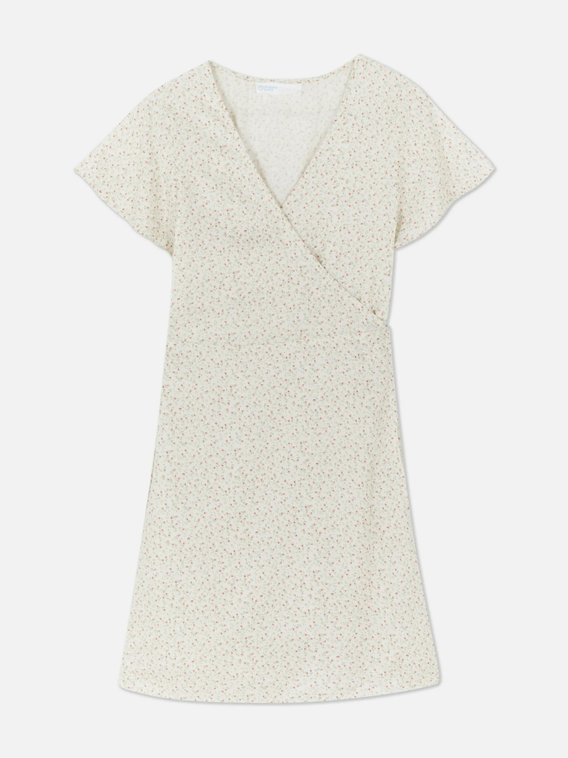 Vestido Corto Cruzado Con Mangas Casquillo