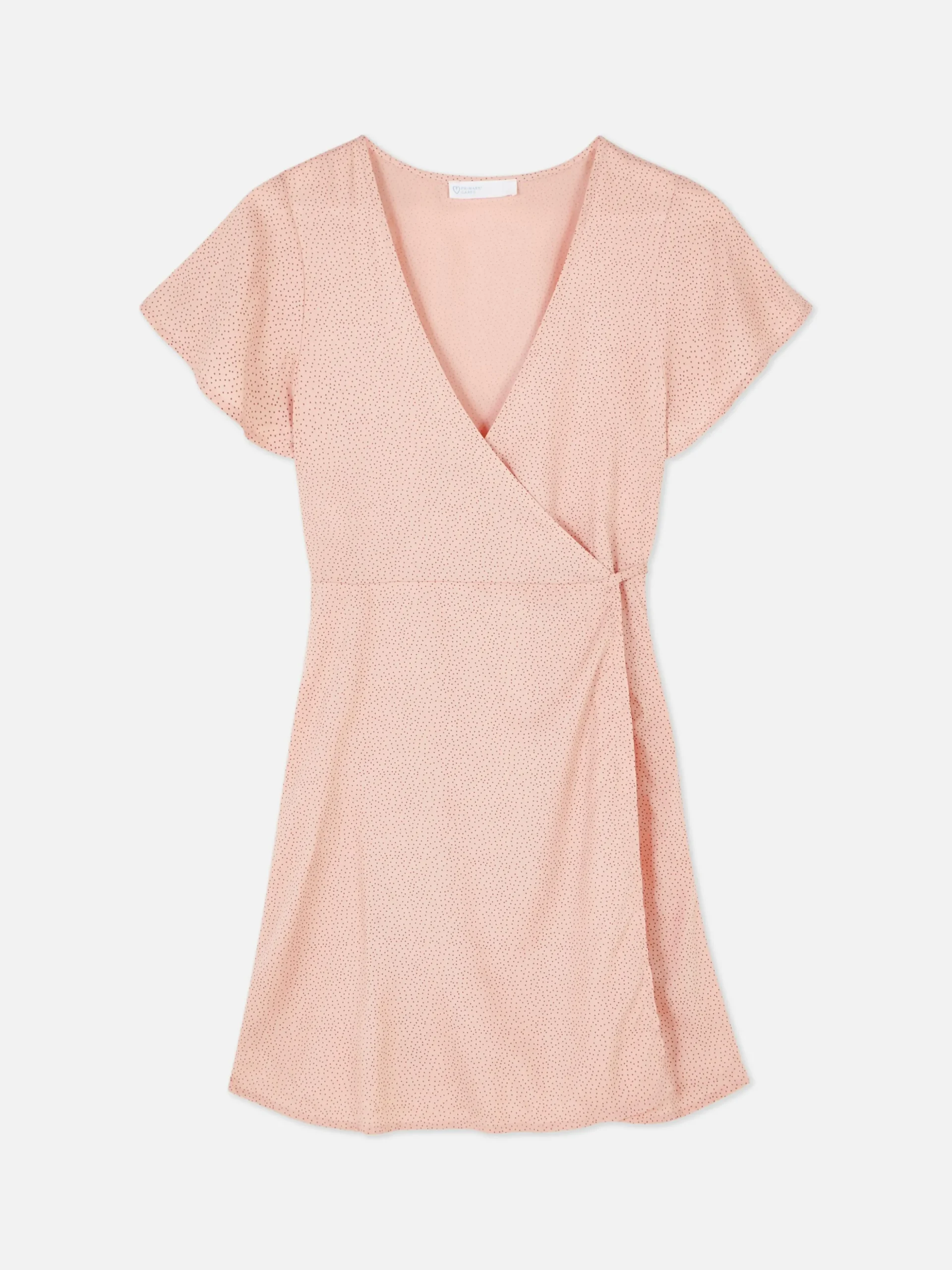 Vestido Corto Cruzado Con Mangas Casquillo