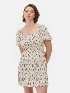 Vestido Corto Fruncido Y Plisado