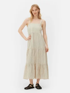 Vestido Largo De Rayas A Capas