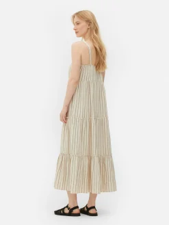 Vestido Largo De Rayas A Capas