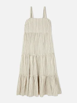 Vestido Largo De Rayas A Capas