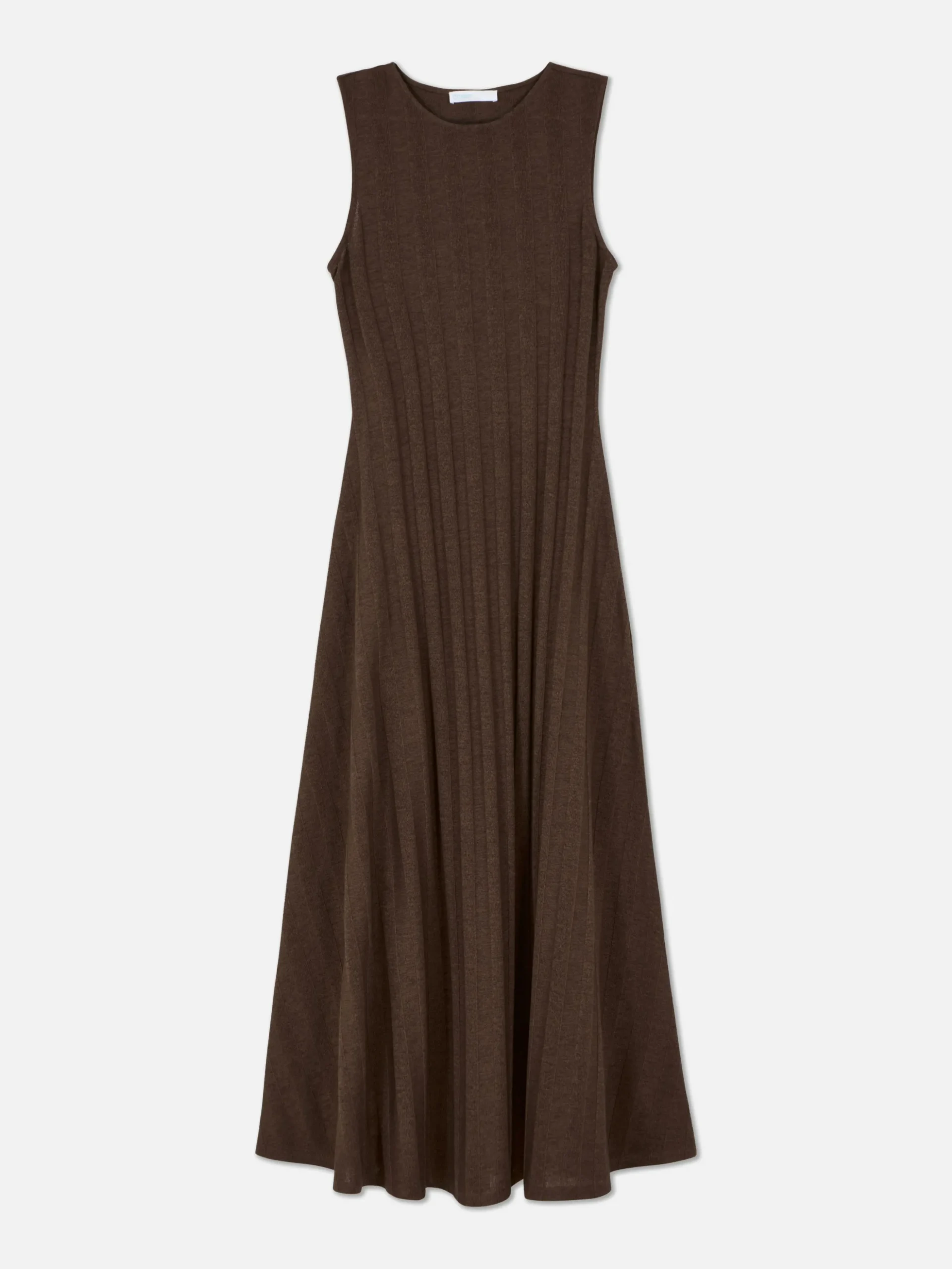 Vestido Largo Texturizado A Rayas Sin Mangas