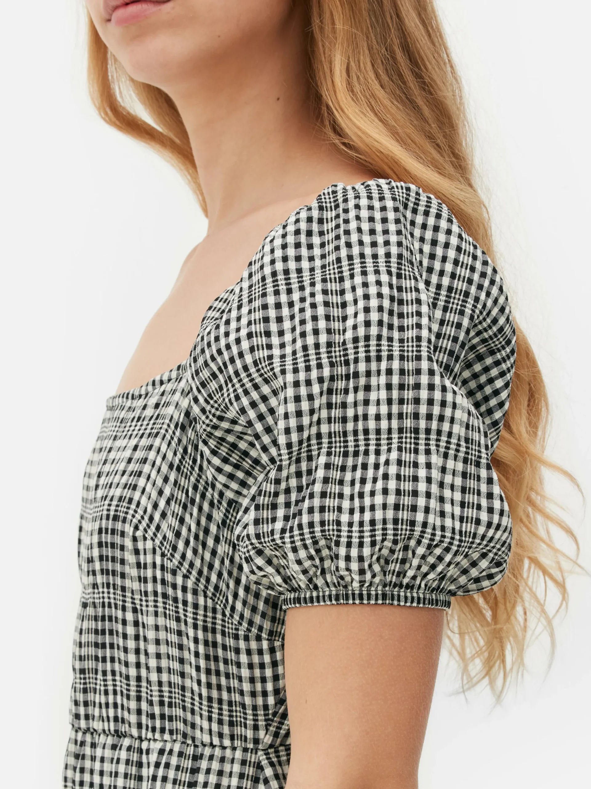 Vestido Midi De Cuadros Vichy Con Capas