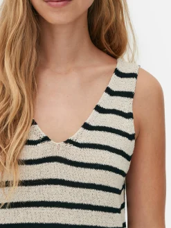 Vestido Midi De Punto A Rayas