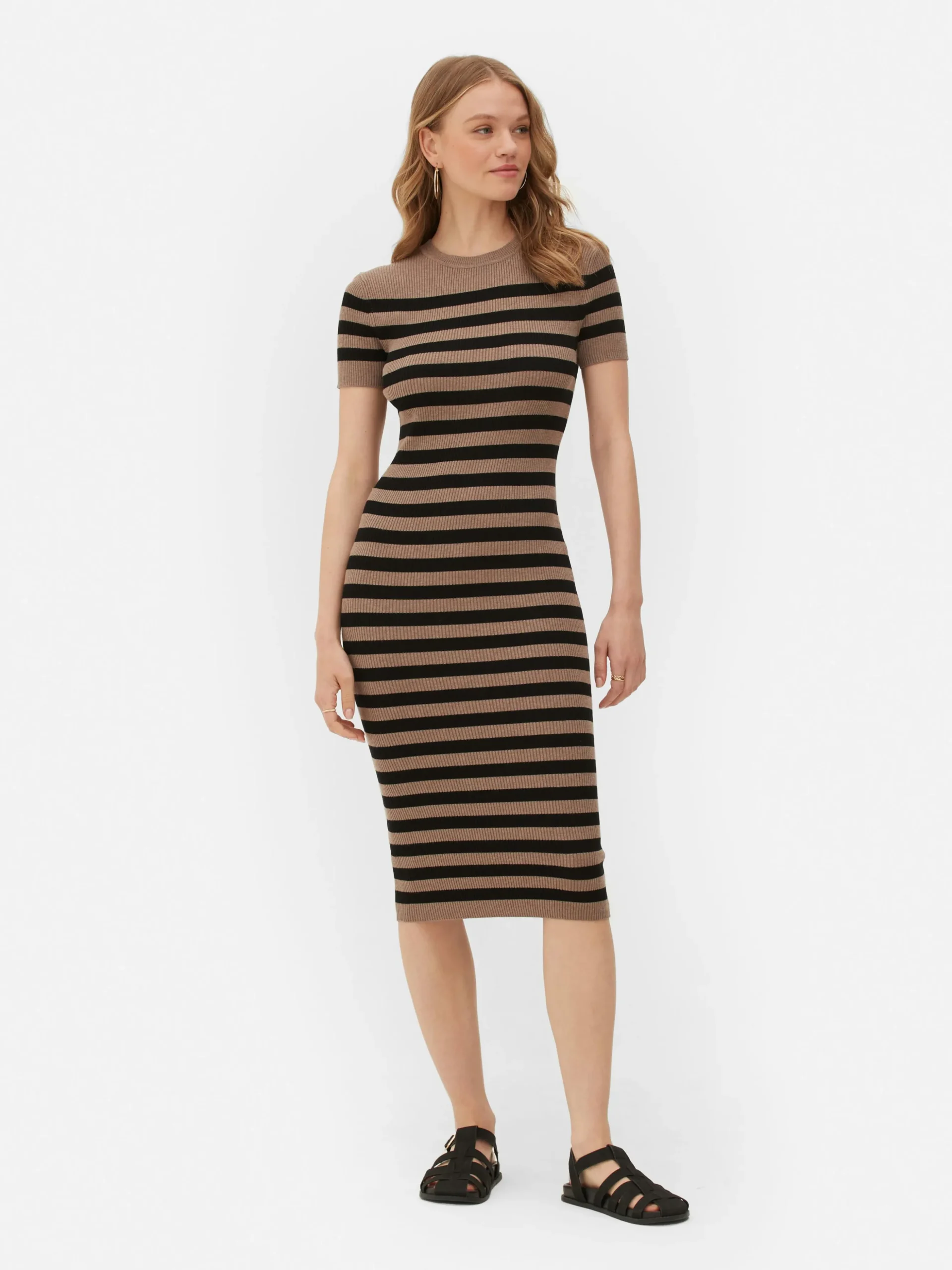 Vestido Midi De Tipo Jersey Y Manga Corta