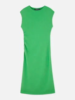 Vestido Midi Fruncido Sin Mangas