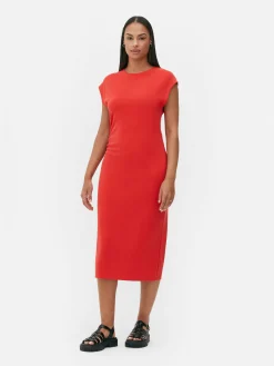 Vestido Midi Fruncido Sin Mangas