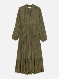 Vestido Midi Plisado De Satén