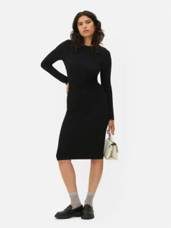 Vestido Tipo Jersey De Manga Larga Y Cuello Redondo