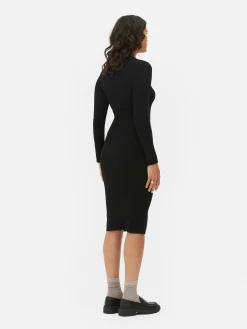 Vestido Tipo Jersey De Manga Larga Y Cuello Redondo