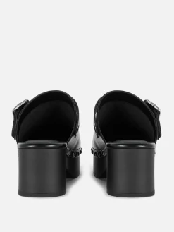 Zuecos Gruesos De Tacón Con Tachuelas De Rita Ora