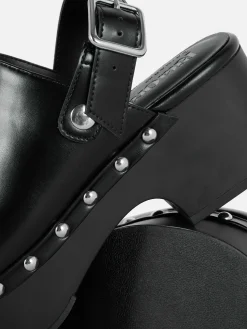 Zuecos Gruesos De Tacón Con Tachuelas De Rita Ora