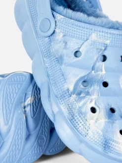 Zuecos Marmolados Con Forro De Pelo Sintético